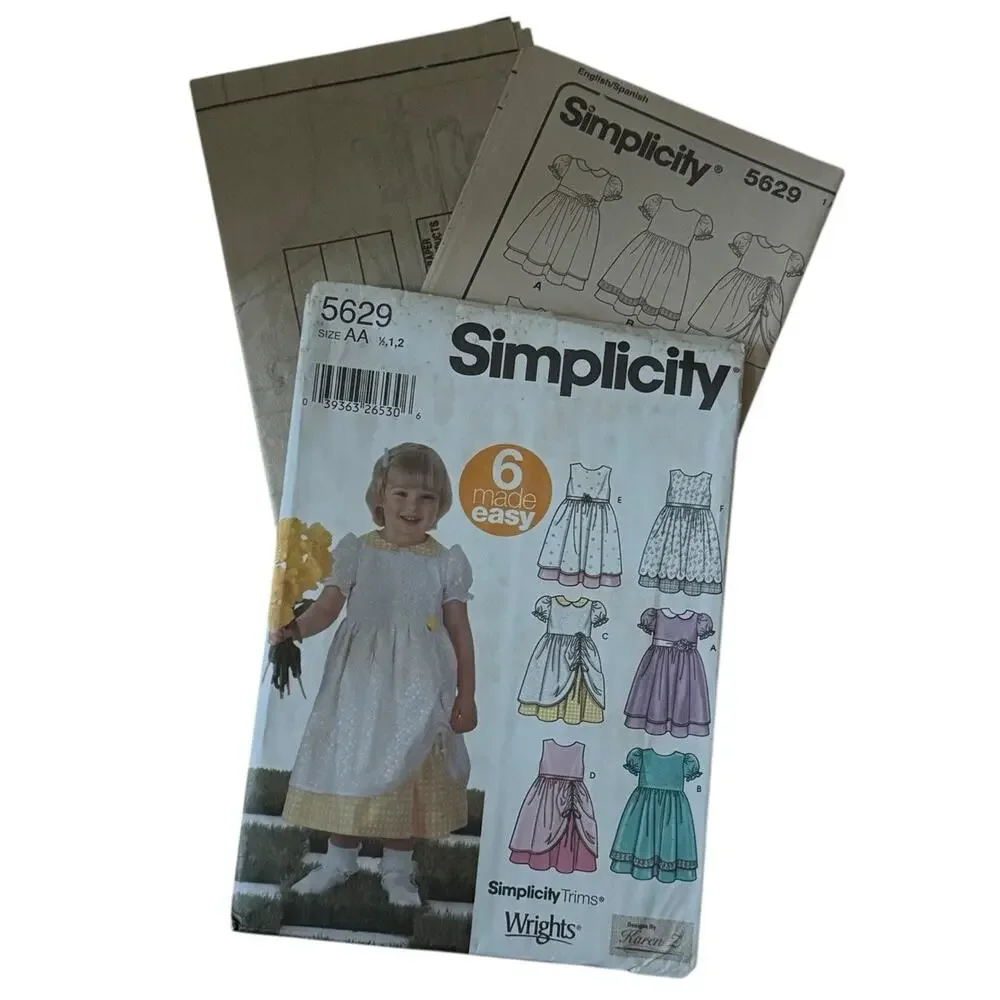 Simplicity 5629 Sewing Pattern Wrights Designs By Karen Z Size AA 6 Months, 1, 2